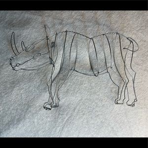 Modern wire rhino sculpture